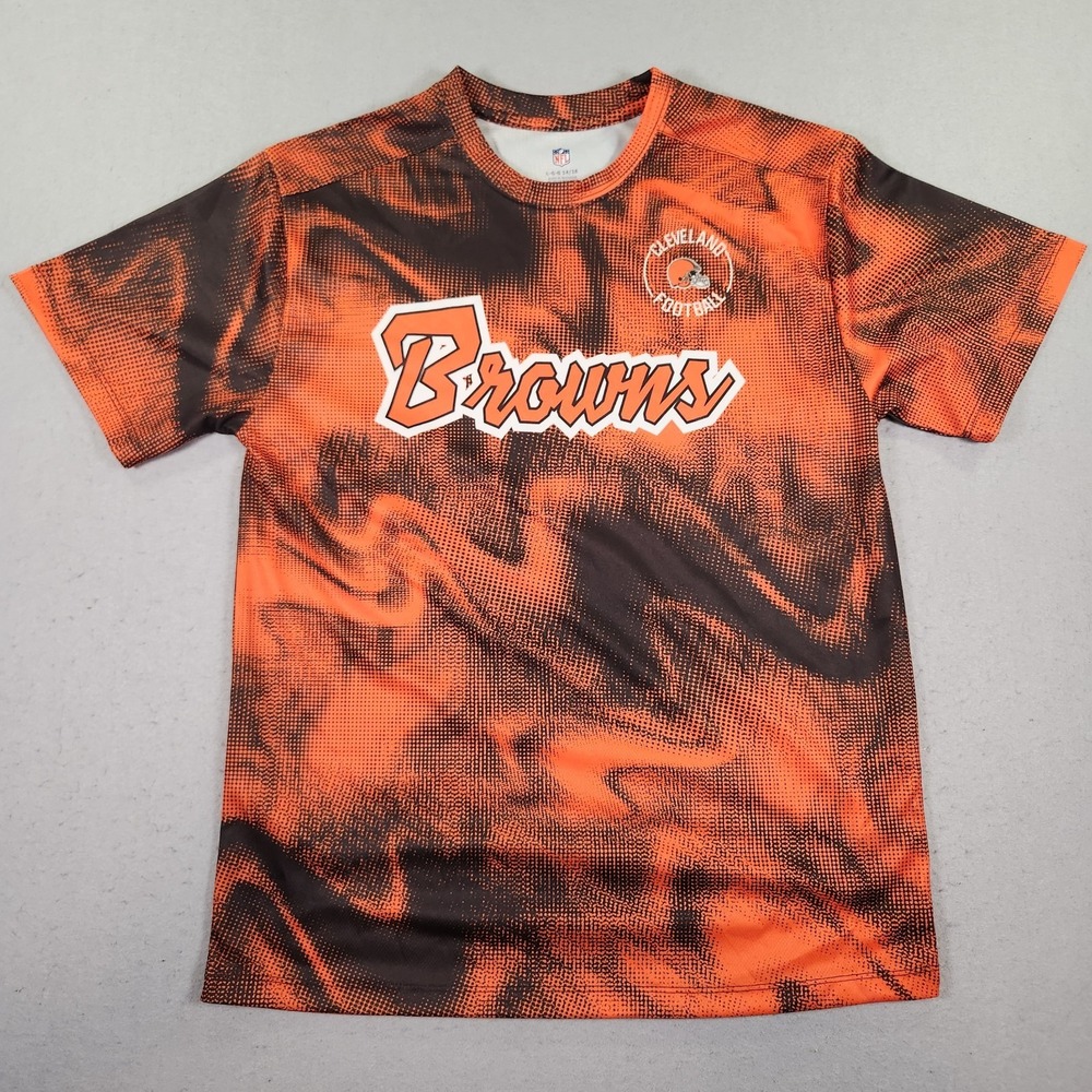 Cleveland Browns NFL Apperal Shirt Youth L 14/17 Orange Polyester Spellout NWT